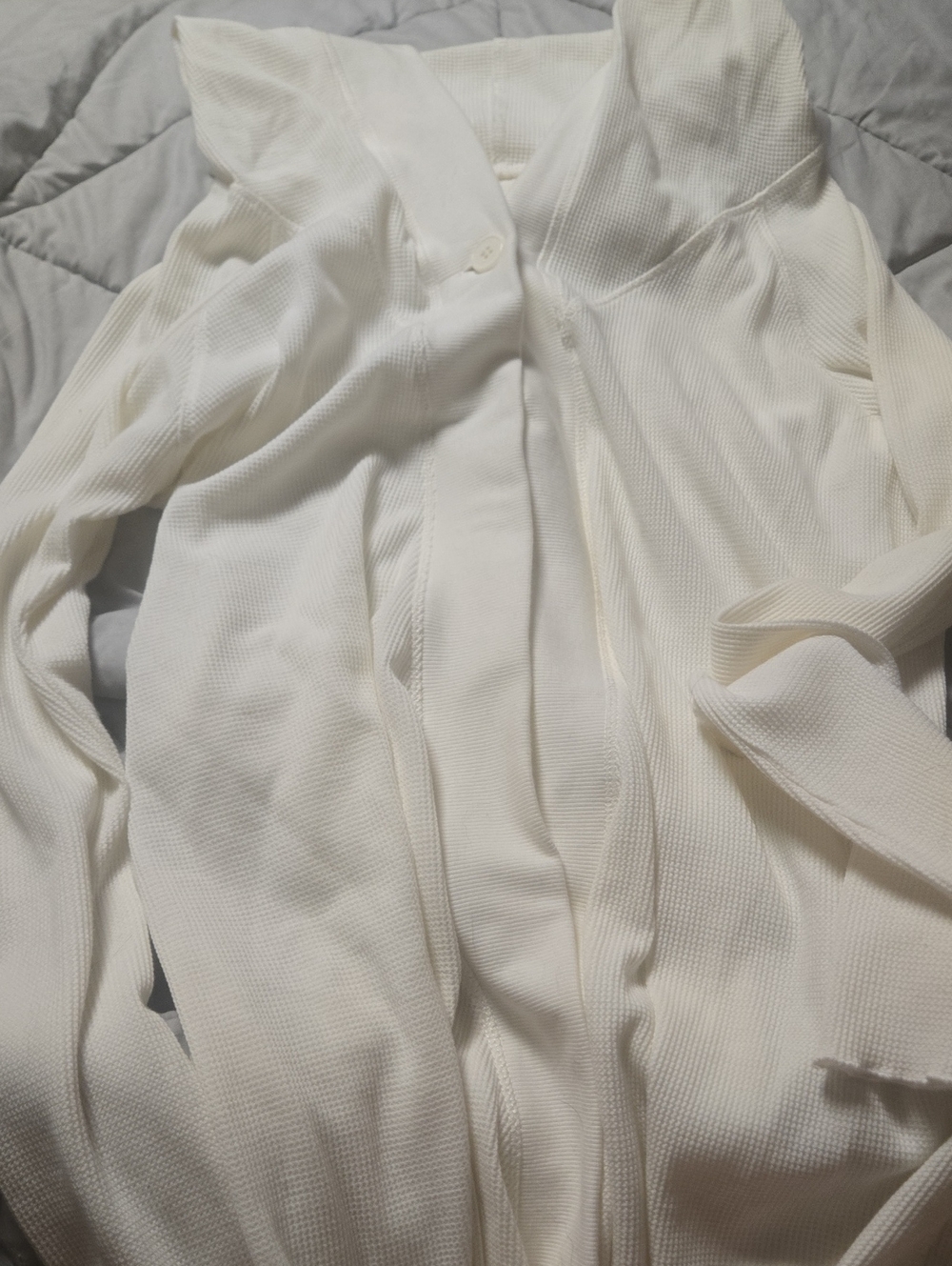 Cream Lightweight Ribbed Hooded Cardigan